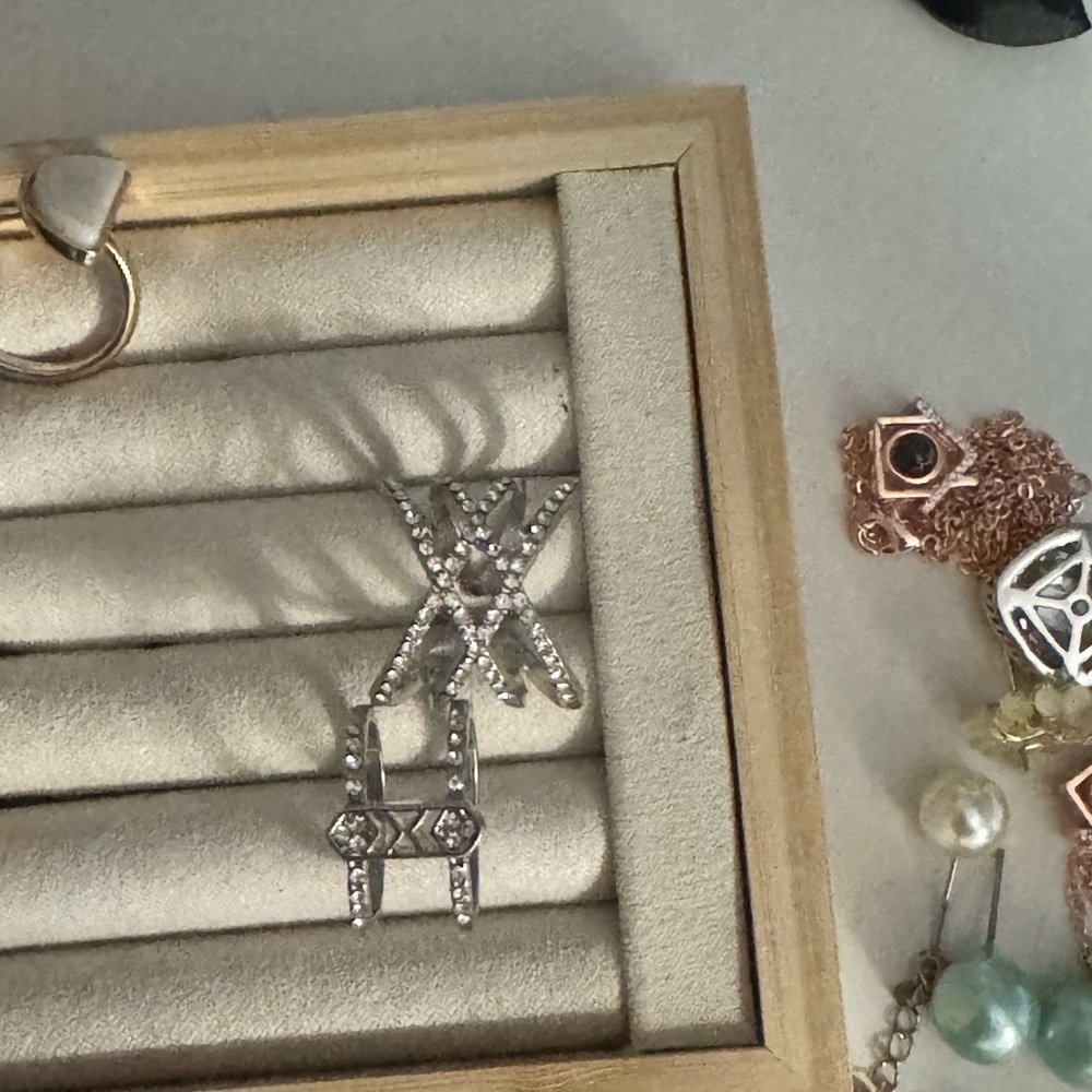Vintage Crystal Hoop Earrings & Rhinestone Ring Set (2 Rings) - Picture 2 of 5